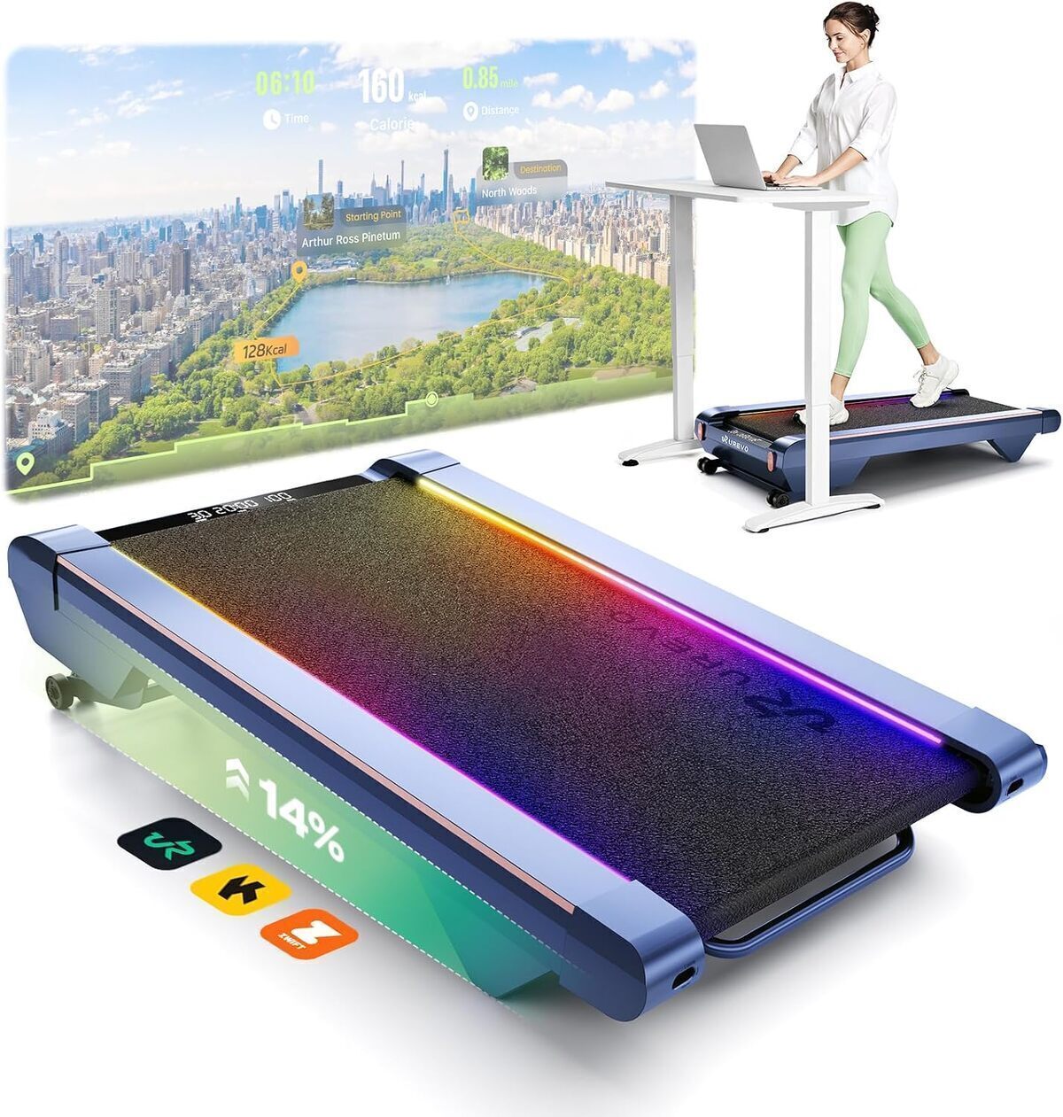 Test UREVO tapis de marche inclinable 14% et SmartAPP