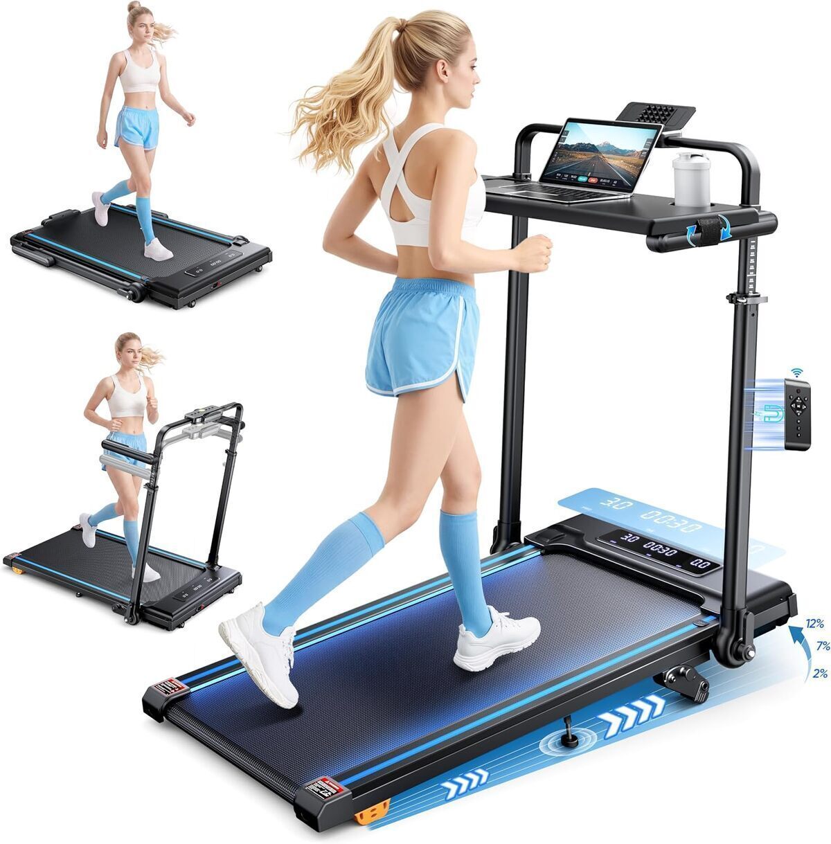 Test du tapis de course pliable 6 en 1 avec inclinaison et RGB