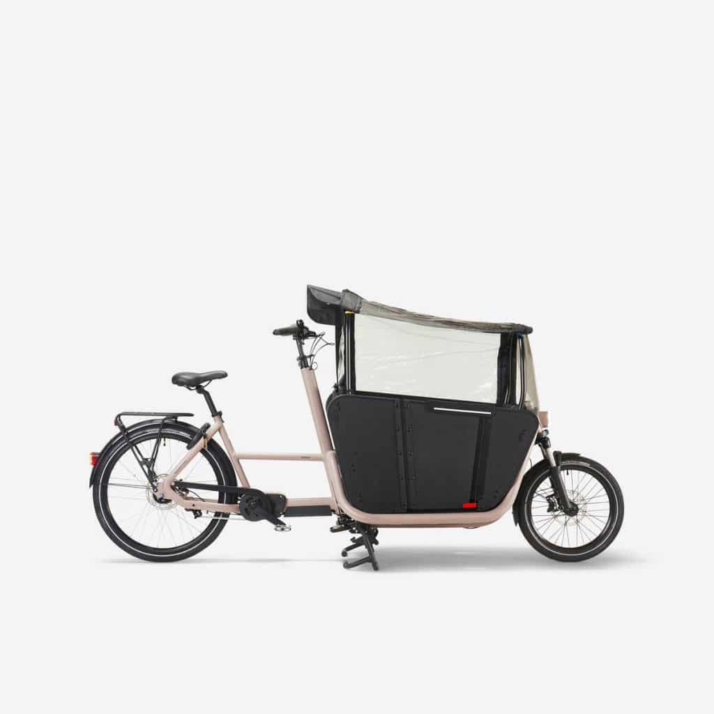 Test : vélo cargo électrique Decathlon famille f900e taupe